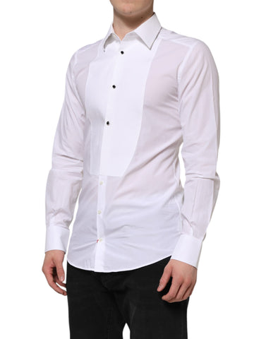White Cotton GOLD Bib Poplin Formal Shirt