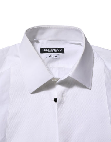 White Cotton GOLD Bib Poplin Formal Shirt