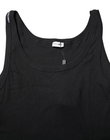 Black Cotton Sleeveless Underwear Tank T-shirt