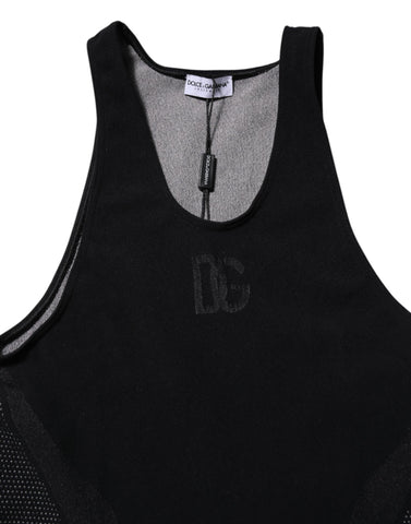 Black Nylon Sleeveless Underwear Tank T-shirt