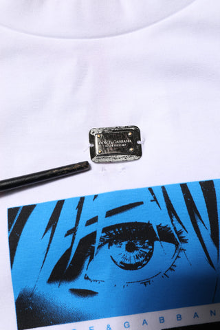 White Cotton Crew Neck Graphic Print T-shirt