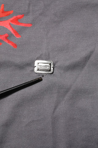 Gray Cotton Coral Print Logo Plaque T-shirt