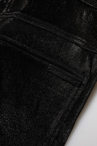 Black Cotton Stretch Silver Lurex Thread Pants