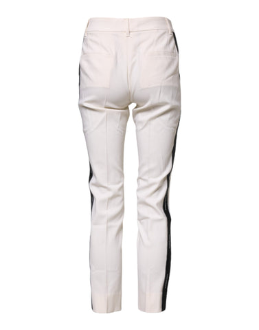 White Wool Tapered High Waist Pants