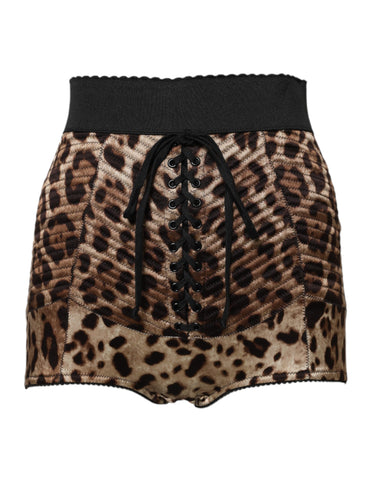 Brown Leopard High Waist Hot Pants Shorts