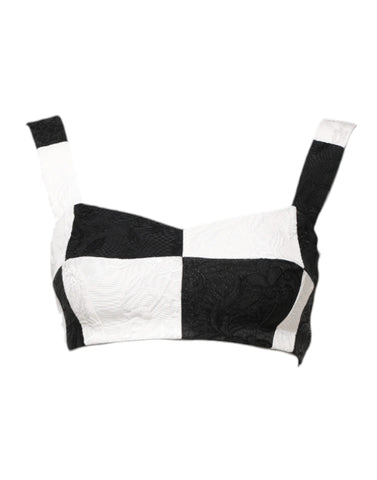 Black White Cropped Bustier Corset Bra Top