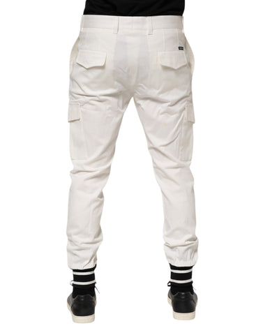 White Cotton Jogger Cargo Skinny Men Pants