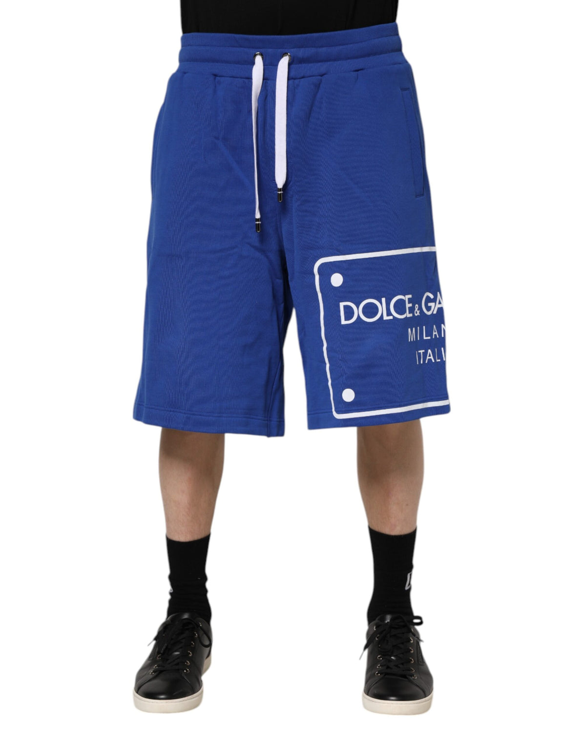 Blue Logo Cotton Bermuda Sweatshorts Shorts