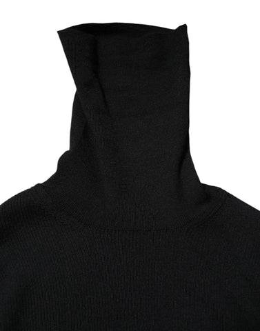 Black Long Sleeves Turtle Neck Mini Dress