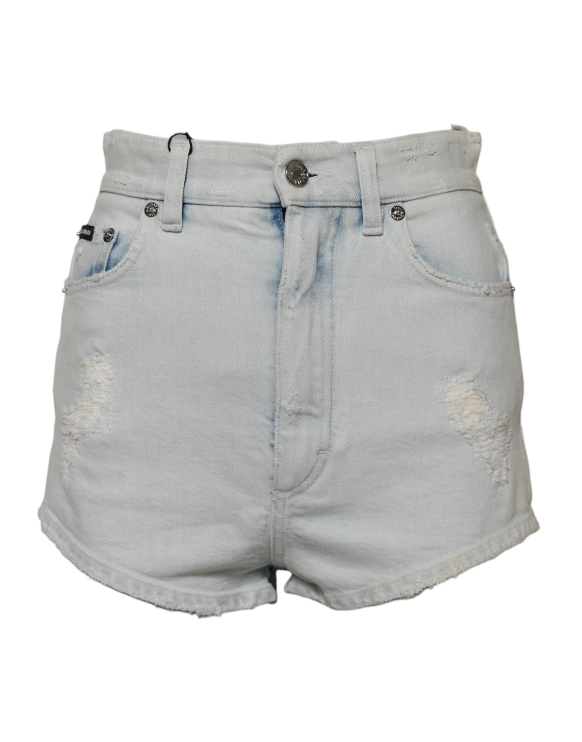 Light Blue Washed Denim Cotton Hot Pants Shorts