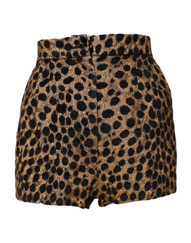 Brown Leopard High Waisted Hot Pants Shorts