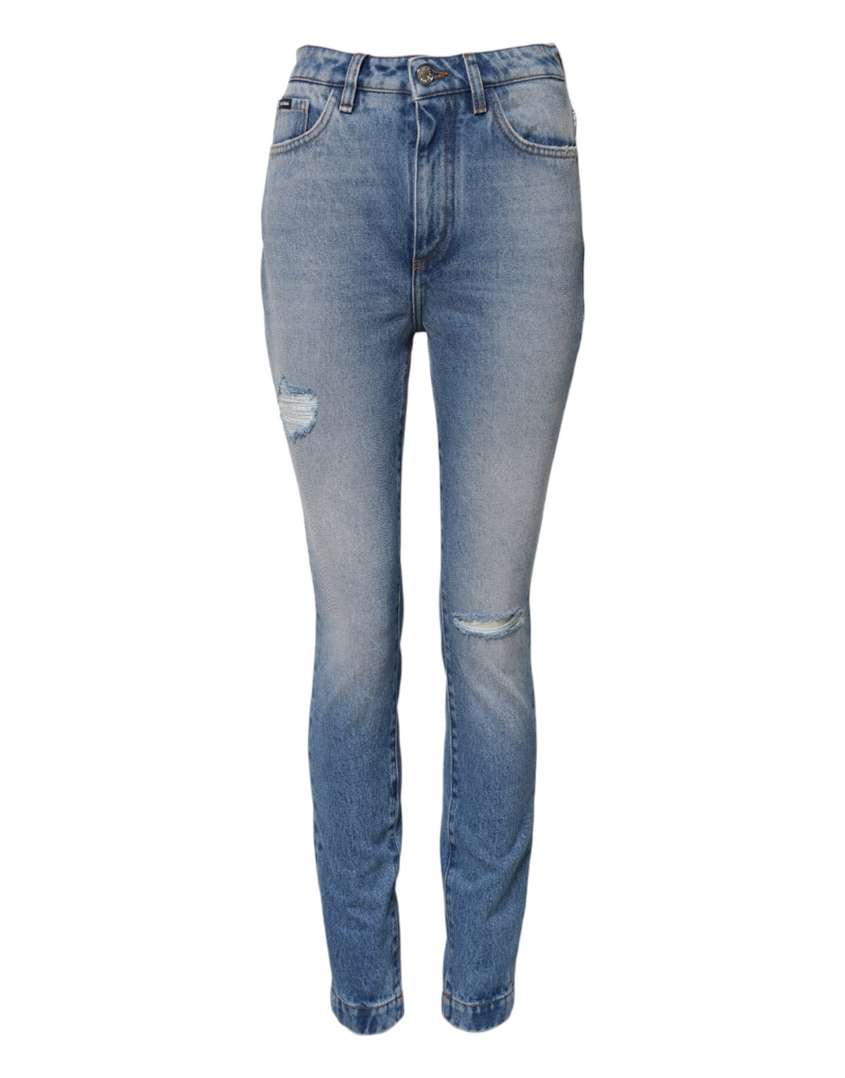 Blue Washed Skinny High Waist Denim Jeans
