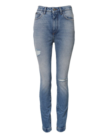 Blue Washed Skinny High Waist Denim Jeans