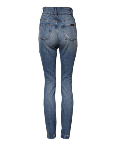 Blue Washed Skinny High Waist Denim Jeans