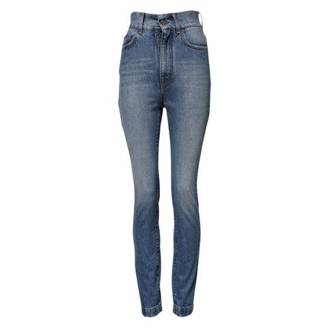 Blue Washed Skinny High Waist Denim Jeans