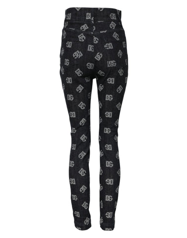 Black DG Logo High Waist Skinny Denim Jeans