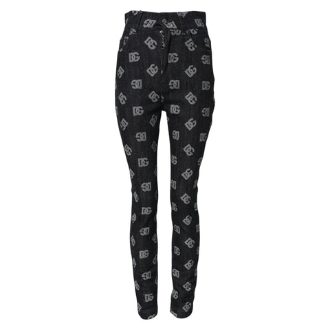 Black DG Logo High Waist Skinny Denim Jeans