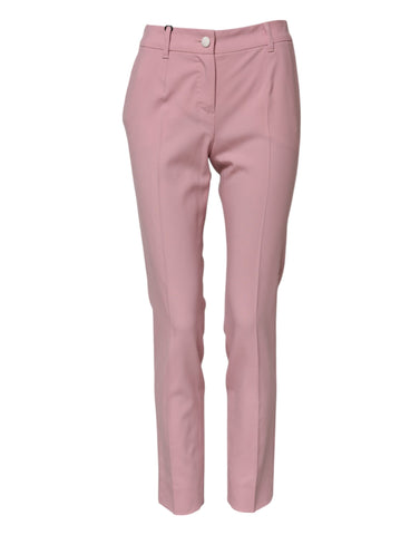 Pink Wool High Waist Tapered Pants