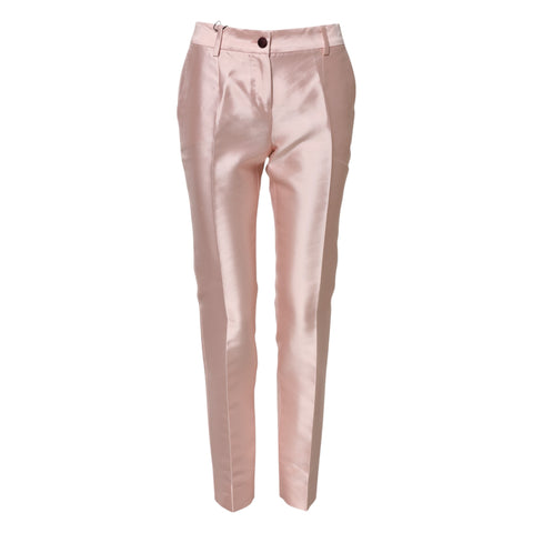 Pink Satin High Waist Tapered Pants