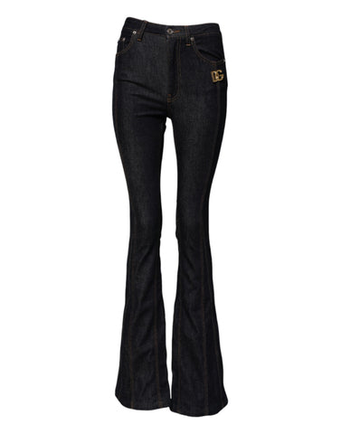 Black Cotton Mid Waist Bootcut Denim Jeans