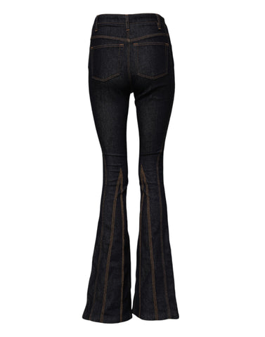 Black Cotton Mid Waist Bootcut Denim Jeans