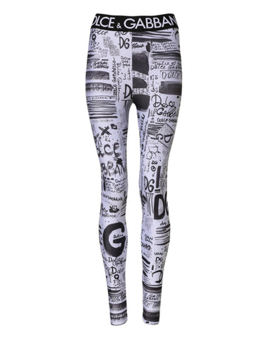 White Graphic HighWaist Skinny Leggings Pants