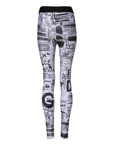 White Graphic HighWaist Skinny Leggings Pants