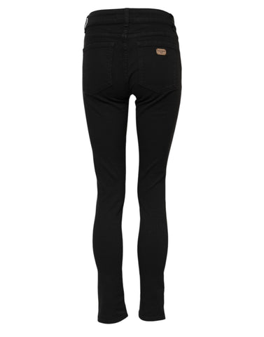 Black Cotton Logo Skinny MidWaist Denim Jeans