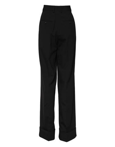 Black Wool High Waist Formal Pants