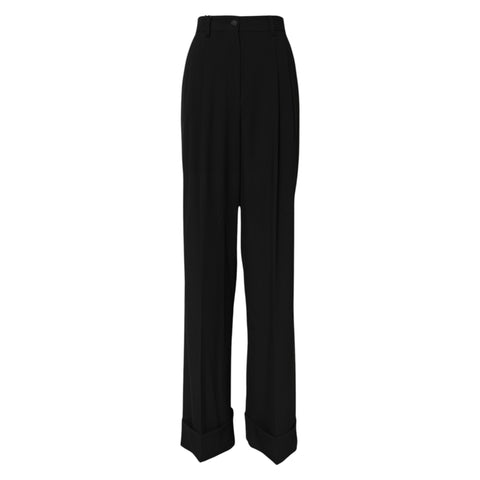 Black Wool High Waist Formal Pants