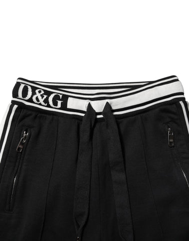 Black Cotton Jogger Logo Waist Pants