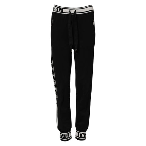 Black Cotton Jogger Logo Waist Pants