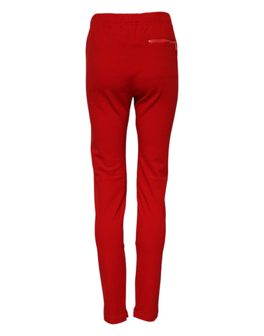 Red Mid Waist Slim Fit Pants