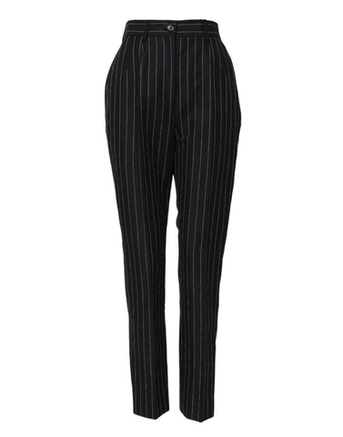 Black Stripes High Waist Tapered Pants