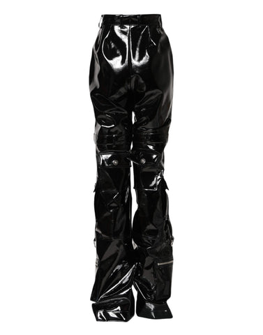 Black High Waist Cargo Bootcut Pants
