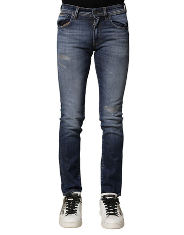 Blue Washed Cotton Slim Fit Men Denim Jeans