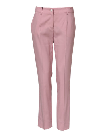 Pink Wool Mid Waist Tapered Pants