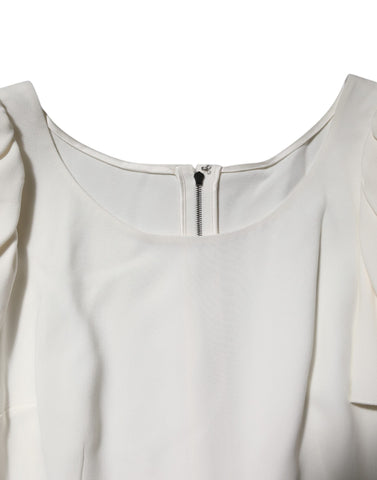 White Round Neck Short Sleeves Blouse Top