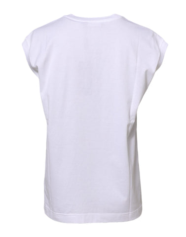 White Cotton Sleeveless Women Tank T-shirt