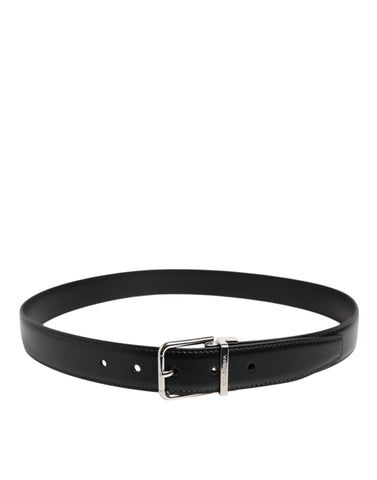 Black Classic Leather Metal Buckle Belt
