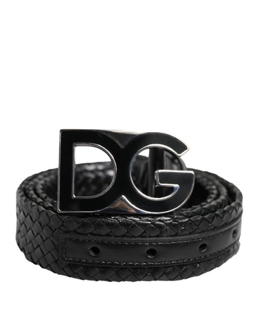 Black Classic Leather DG Logo Buckle Belt
