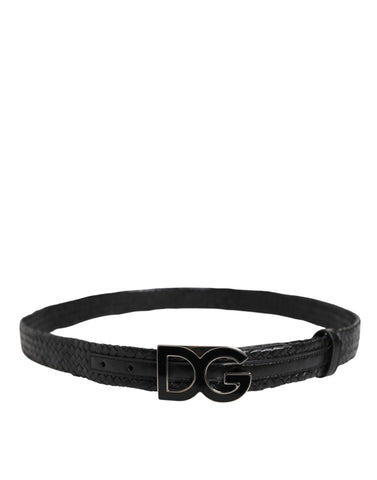Black Classic Leather DG Logo Buckle Belt