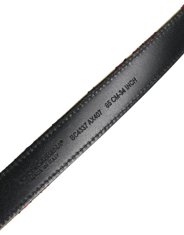 Gold Floral Jacquard Silver Metal Buckle Belt