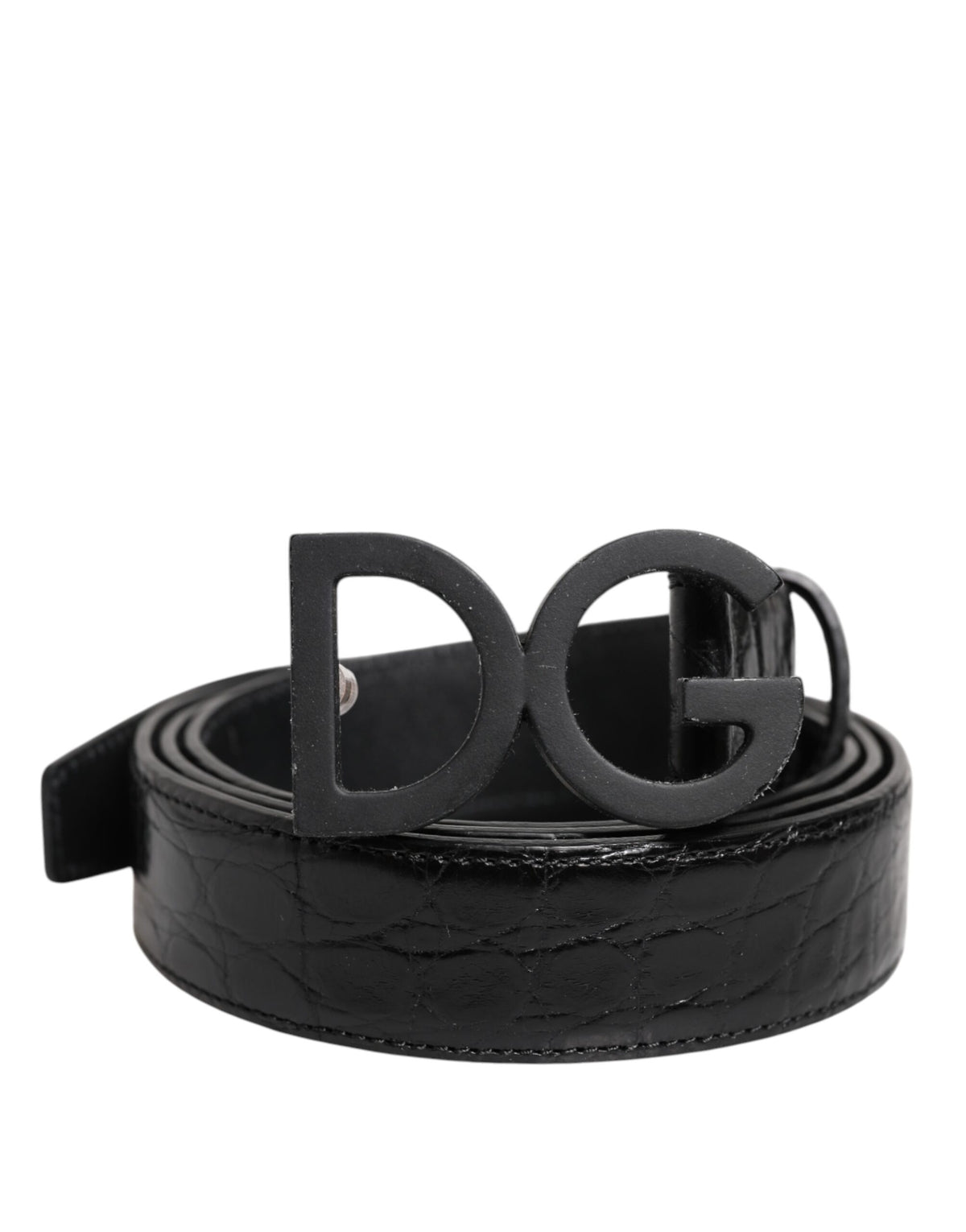 Black Leather Classic Metal DG Buckle Belt