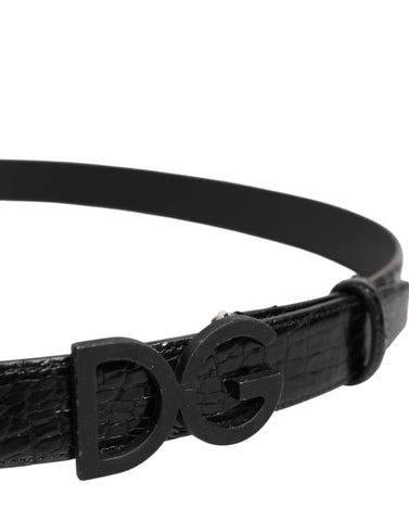 Black Leather Classic Metal DG Buckle Belt