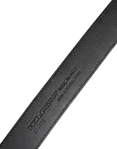 Black Leather Classic Metal DG Buckle Belt