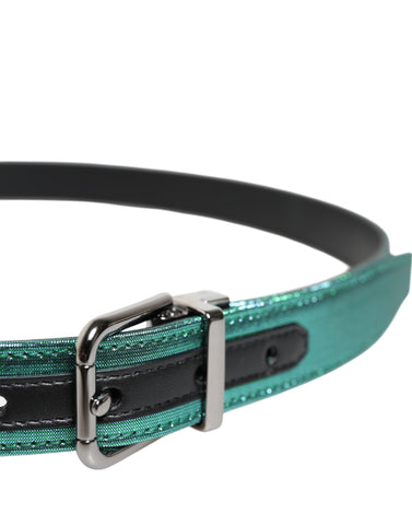 Green Black Polyester Metal Buckle Belt