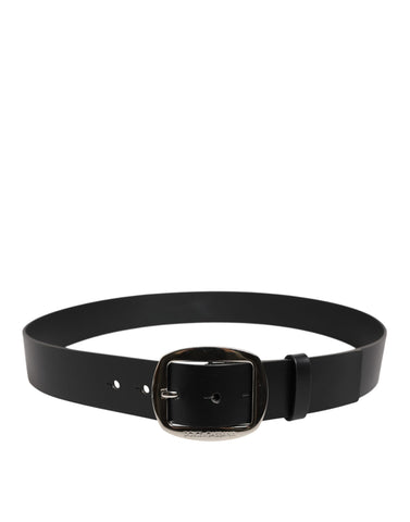 Black Leather Classic Metal Buckle Belt