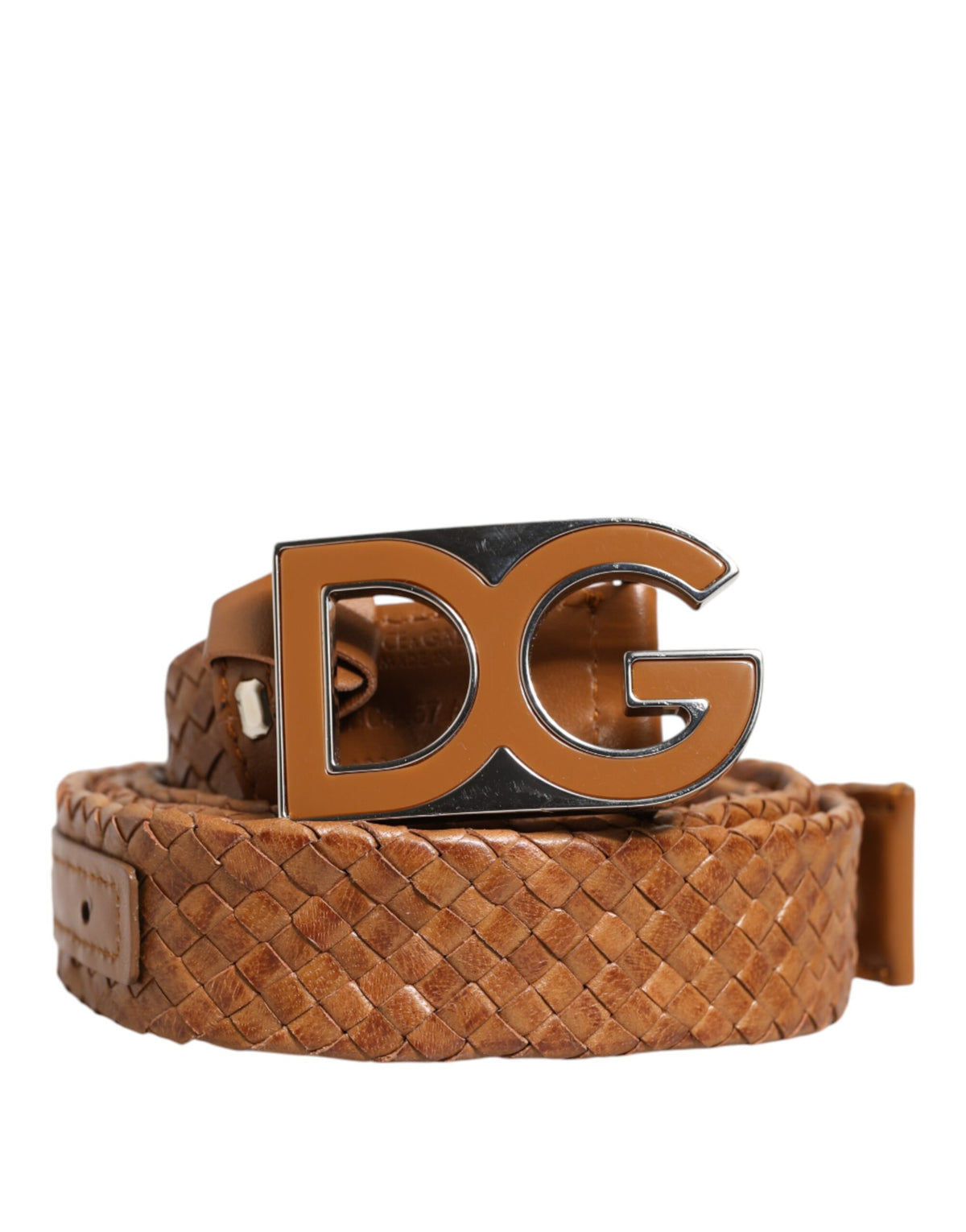 Brown Braided Metal DG Logo Buckle Belt