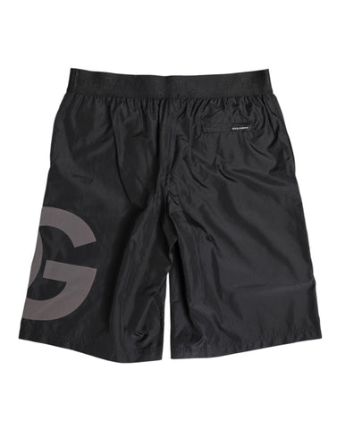 Black Logo Print Beachwear Men Shorts Swimwear